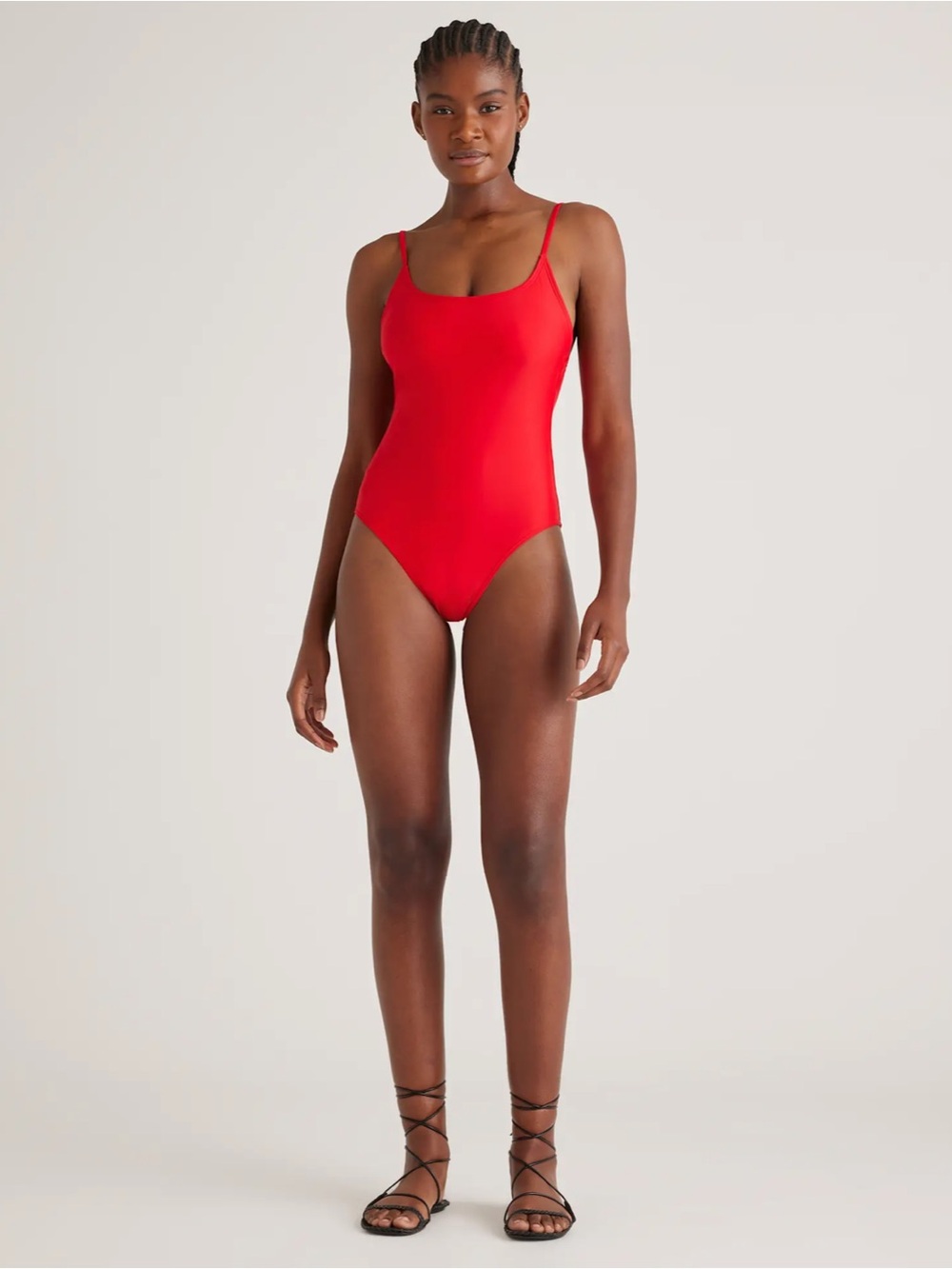 QUINCE Italian Cami One-Piece Swimsuit Cherry Medium